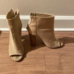 Nude peep toe booties